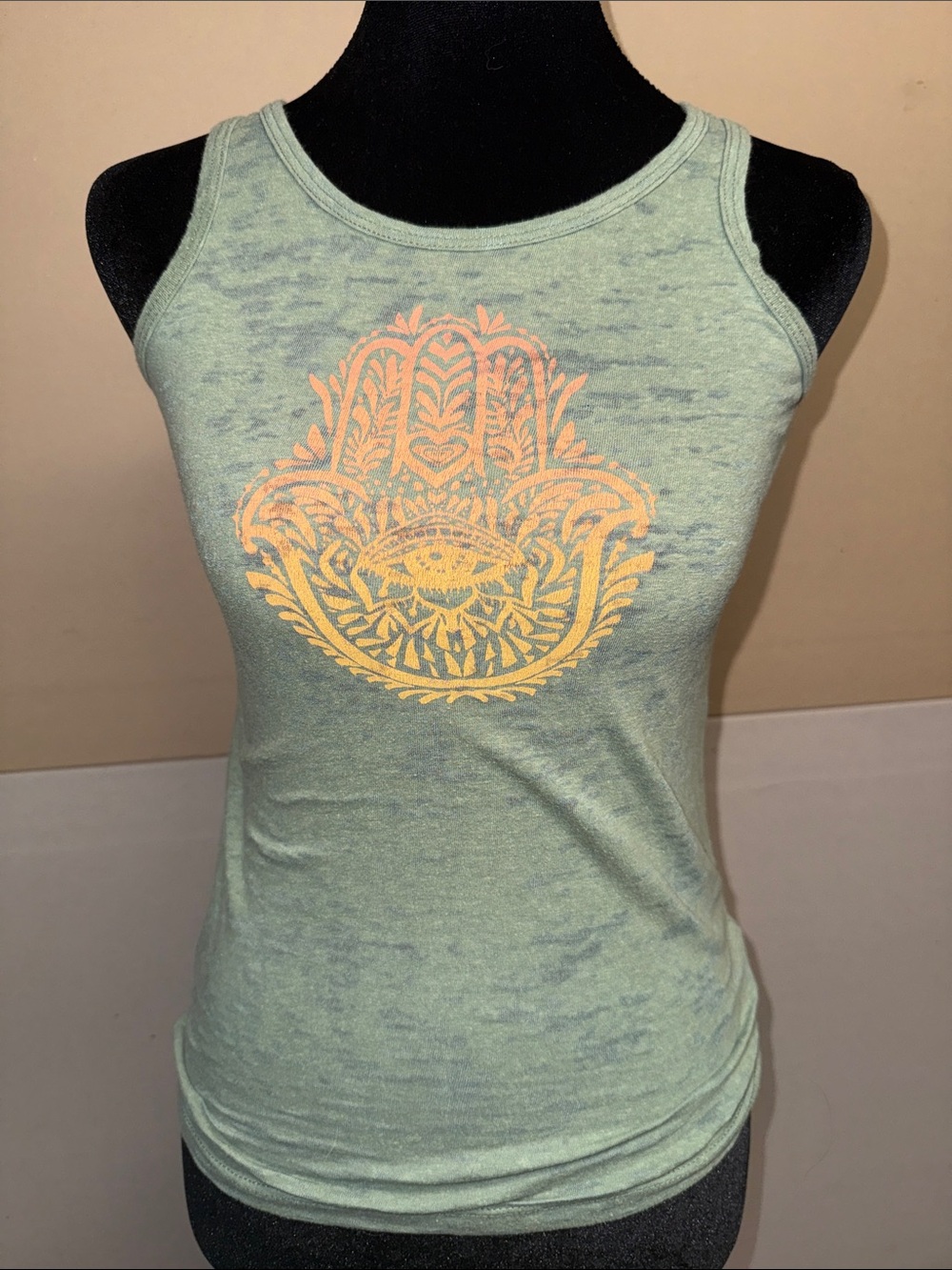 Roxy Sage Green Tank with Yellow-Orange Palm Graphic